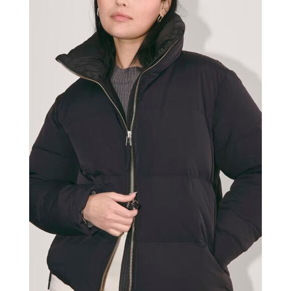 Everlane Puffer Down Filled Bomber Coat Green Women XS Pockets - Picture 12 of 14